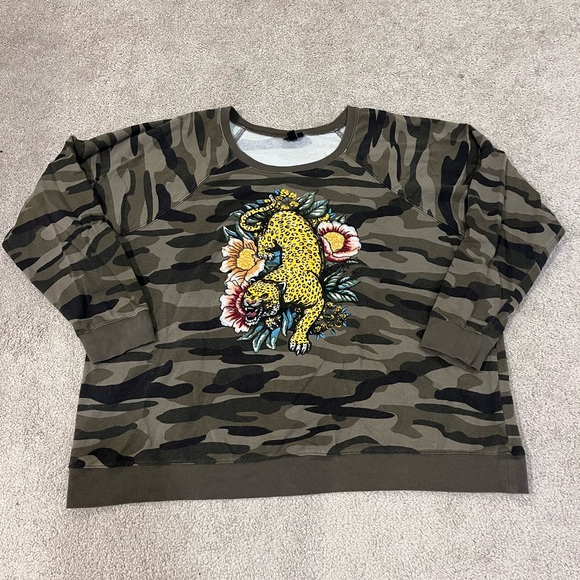 Torrid Camouflage Sweatshirt with Leopard Floral Design - Picture 2 of 9